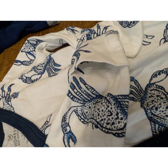 Honest Baby Size 3-6 Months 2pc Bundle Lot Bodysuit Side Snap Outfit Blue Crab - Picture 11 of 13